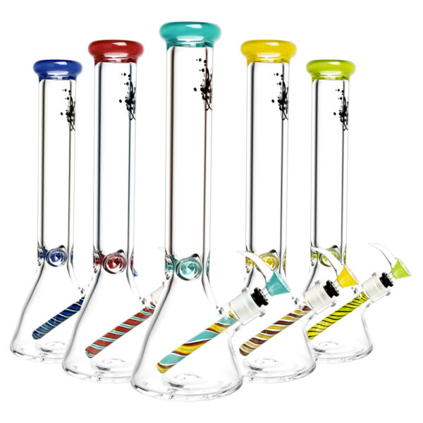 Pulsar Water Pipe w/ Worked Downstem- 16″/14mm F/Colors Vary