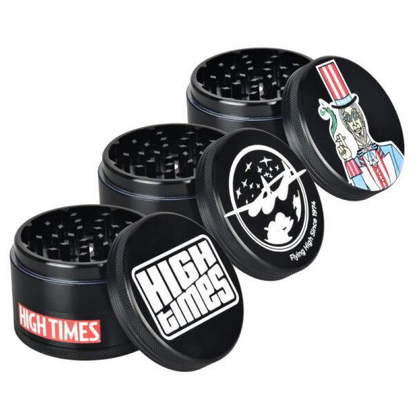 6PC DISPLAY – High Times Metal Grinder – 4pc / 2.5″ / Black - Image 2
