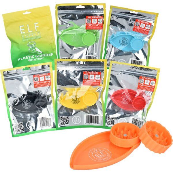 ELF Plastic Grinder With Tray – 1.5″ / 2pc / 6CT BOX