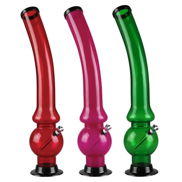 Acrylic Curved Bubble Water Pipe – 18″ – Assorted Colors