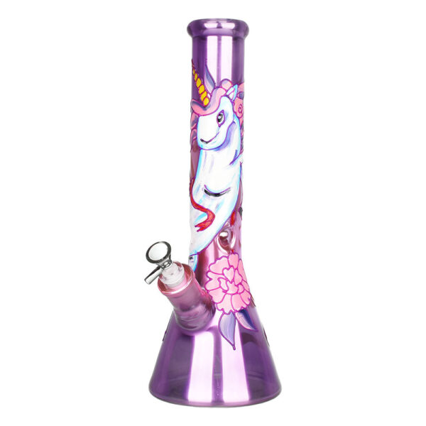 Unicorn Glow Beaker Water Pipe | 13.5″ | 14mm F - Image 3