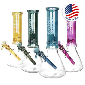 Phoenix Rising Metallic Top Beaker Water Pipe -12″/14mm F/Clrs Vary
