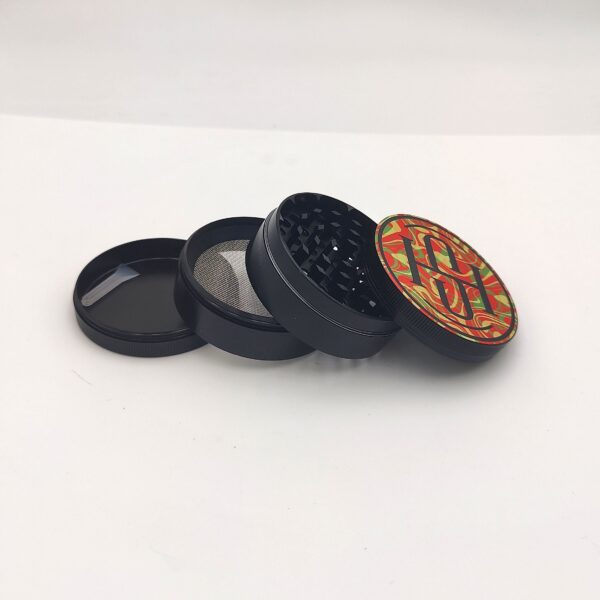 High Society – 4 PC 50mm Ceramic Teflon Coated Grinder – Rasta - Image 3