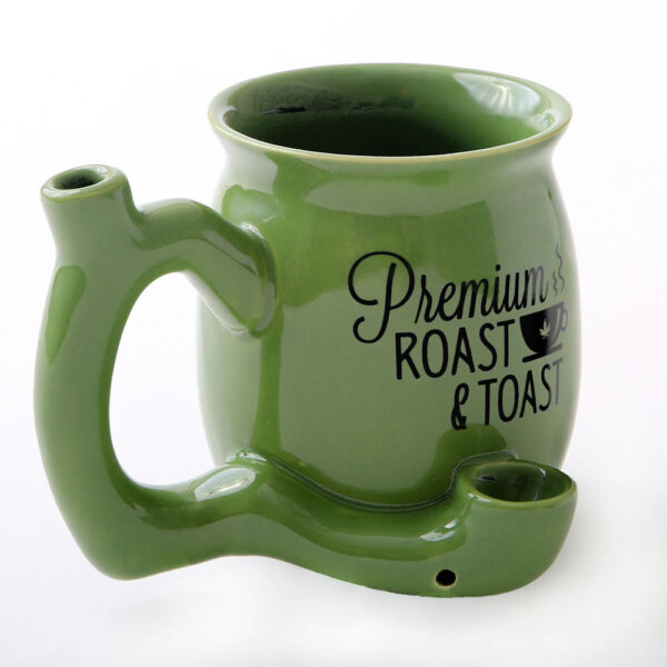 Premium Roast & Toast Single Wall Mug – Green with Black Print - Image 2
