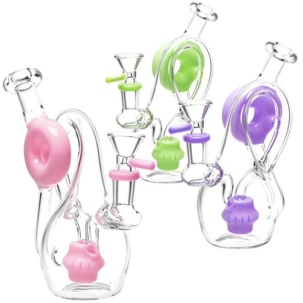 Twisted Donut Recycler Water Pipe – 6.5″/14mm F/Colors Vary