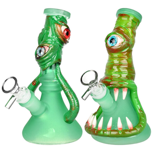 Bleary Eyed Beastie 3D Painted Beaker Water Pipe – 7.5″ / Styles Vary