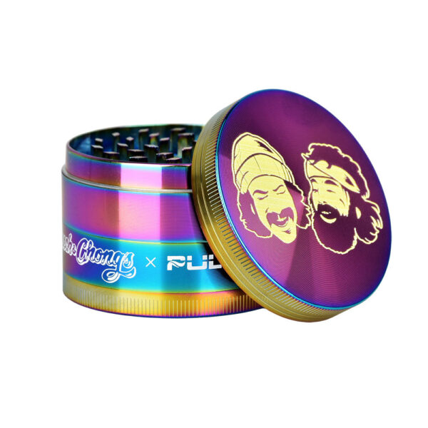 Pulsar 6PC DISPLAY – Cheech & Chong’s  Metal Grinder – Rainbow / 4pc / 2.5″ - Image 3