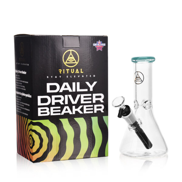 Ritual Smoke – Daily Driver 8″ Beaker w/ American Color Accents – Turquoise