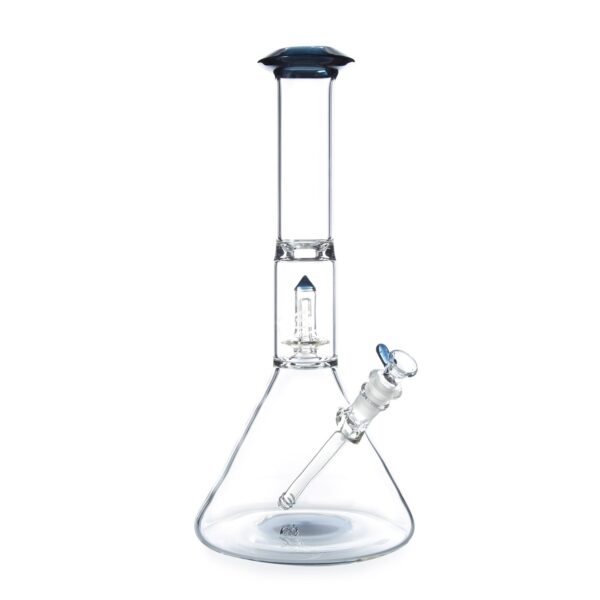 Geo’s Glass 14in Crystal Circ Perc Beaker Bong – Atomic Stardust + Blu-V