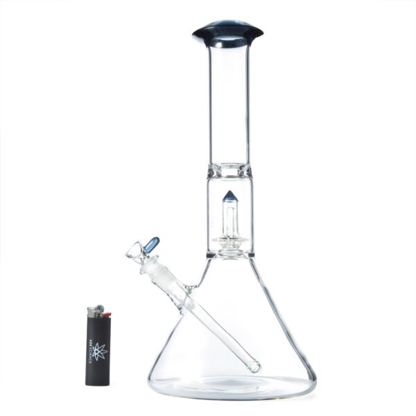 Geo’s Glass 14in Crystal Circ Perc Beaker Bong – Atomic Stardust + Blu-V - Image 3
