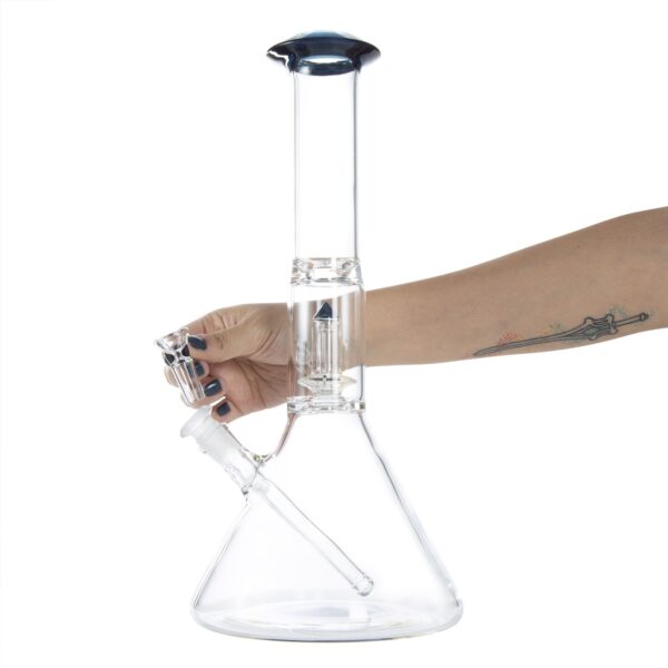 Geo’s Glass 14in Crystal Circ Perc Beaker Bong – Atomic Stardust + Blu-V - Image 4