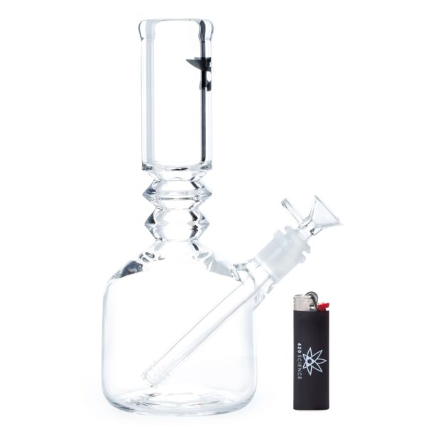 Solid Glass 12in Sculpted Neck Barrel Beaker Bong - Image 2