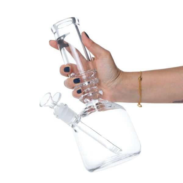 Solid Glass 12in Sculpted Neck Barrel Beaker Bong - Image 3