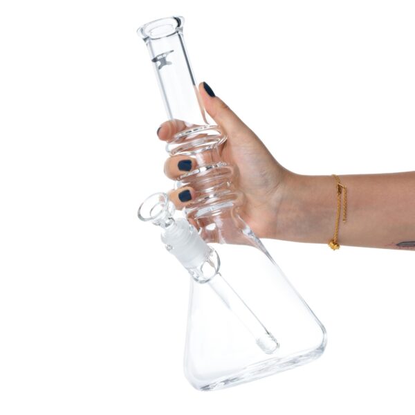 Solid Glass 12in Triple Ring Beaker Bong - Image 3